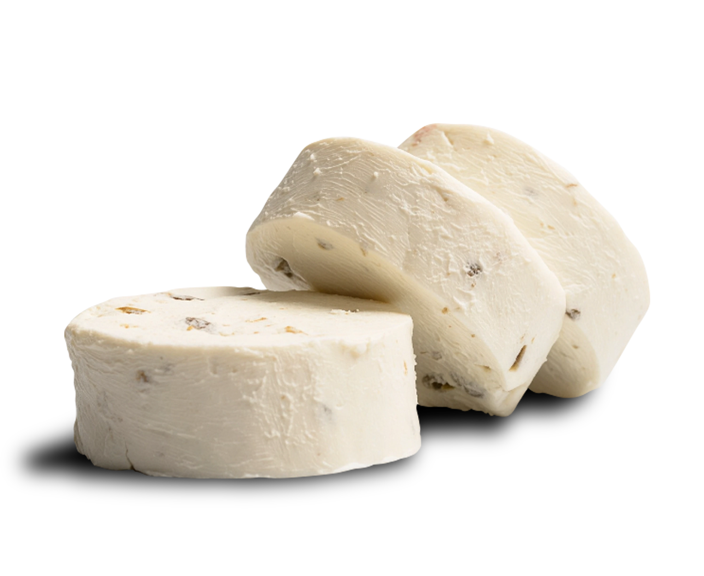 Medallones de queso de cabra Le Blanc con trozos de chile jalapeño, resaltando la técnica francesa aplicada a ingredientes emblemáticos de México.
